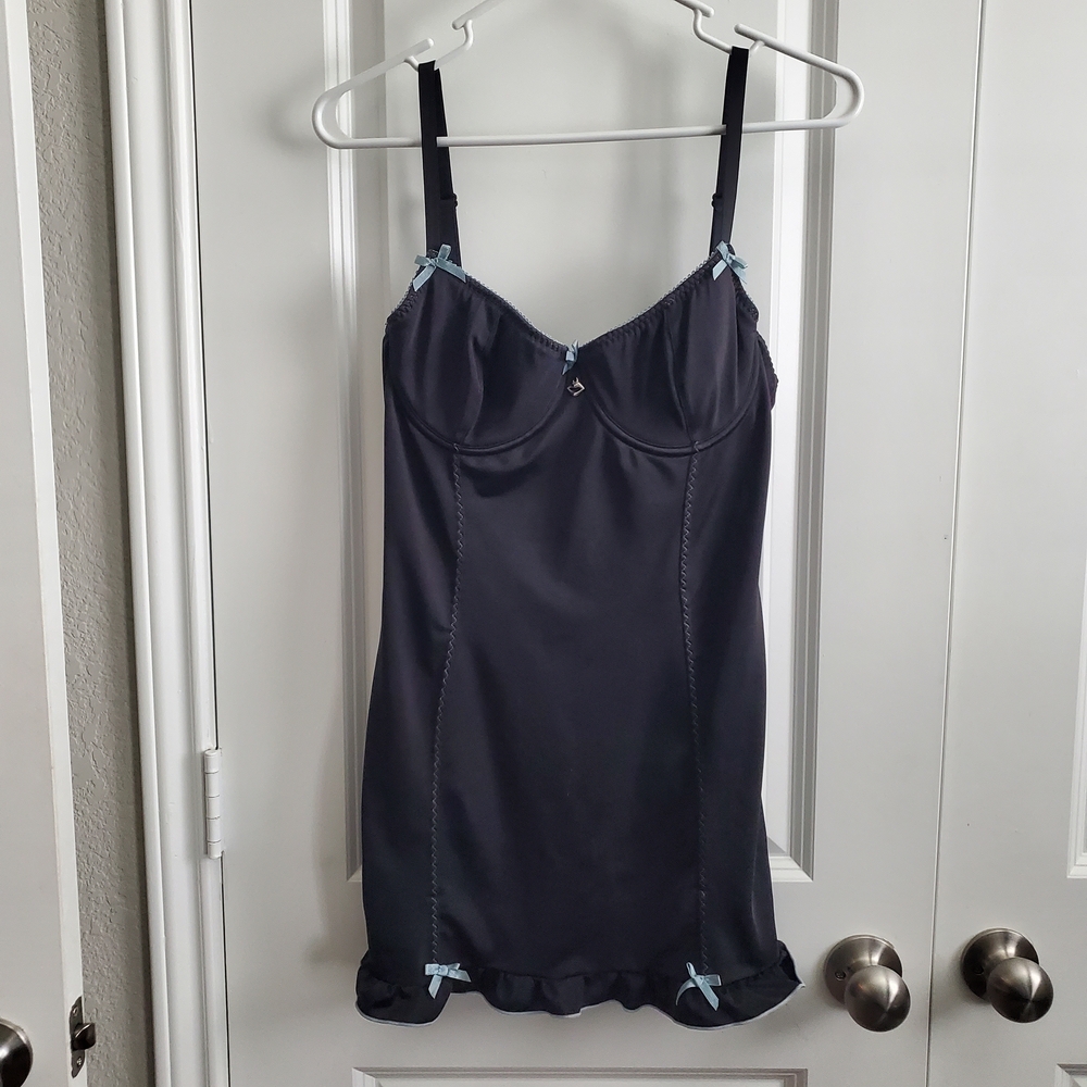 Elegant Black Coquette Lingerie with Blue Accents